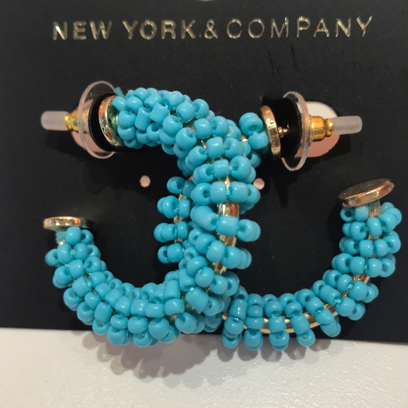 Turquoise beaded hoops - Picture 3 of 4